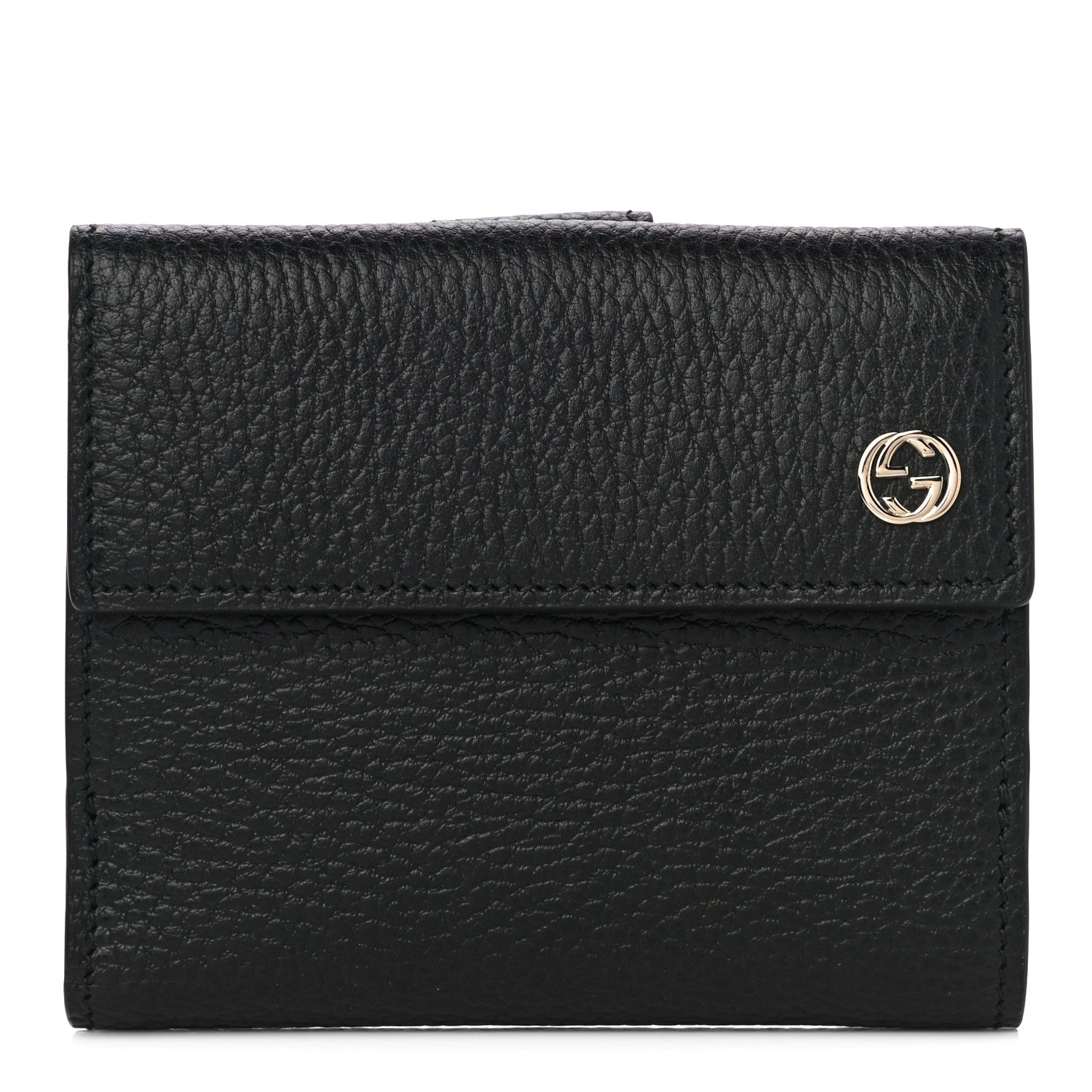 Gucci Dollar Calfskin Interlocking G French Wallet Black 1 of 11