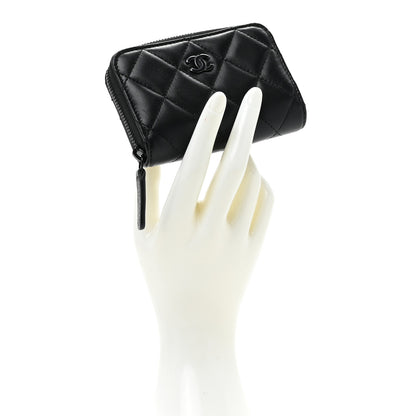 Chanel Lambskin Quilted Zip Coin Purse So Black 2 of 10