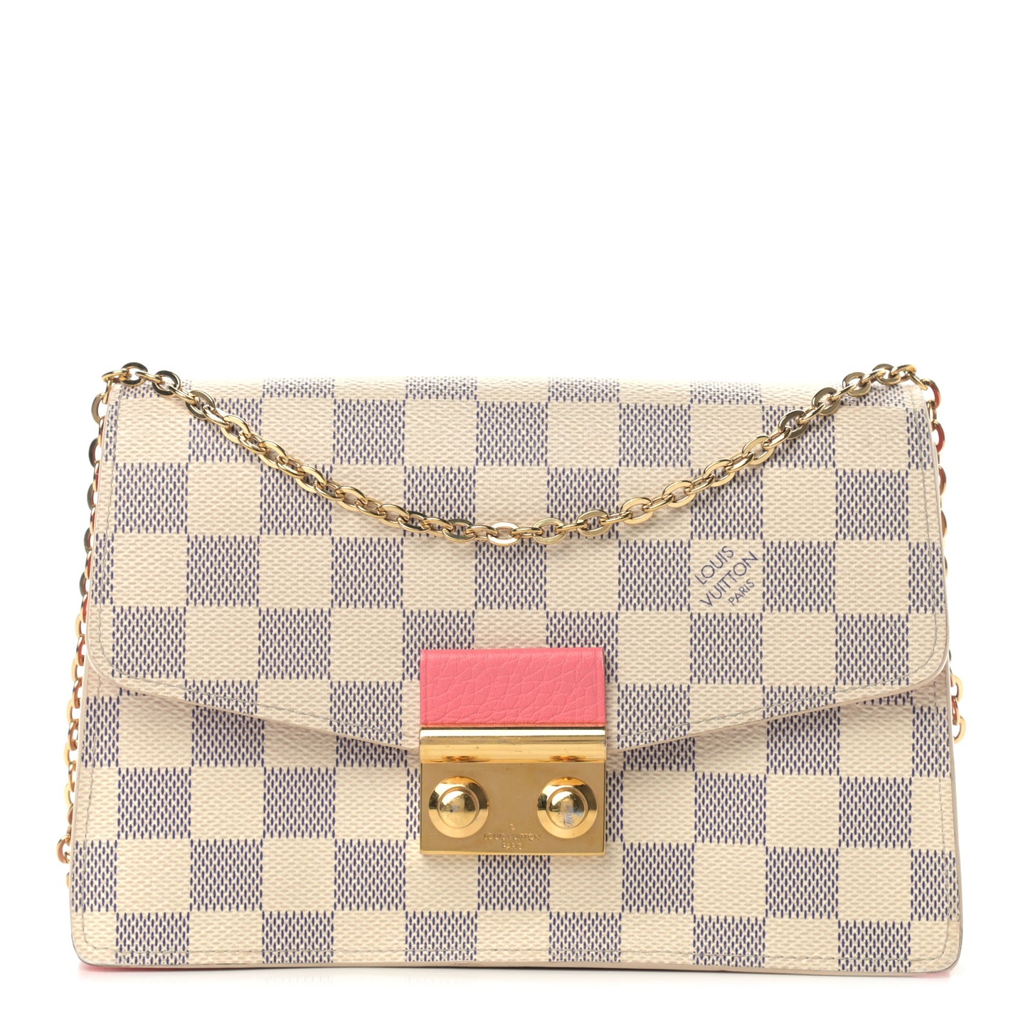 Damier Azur Croisette Chain Wallet Rose Papaye