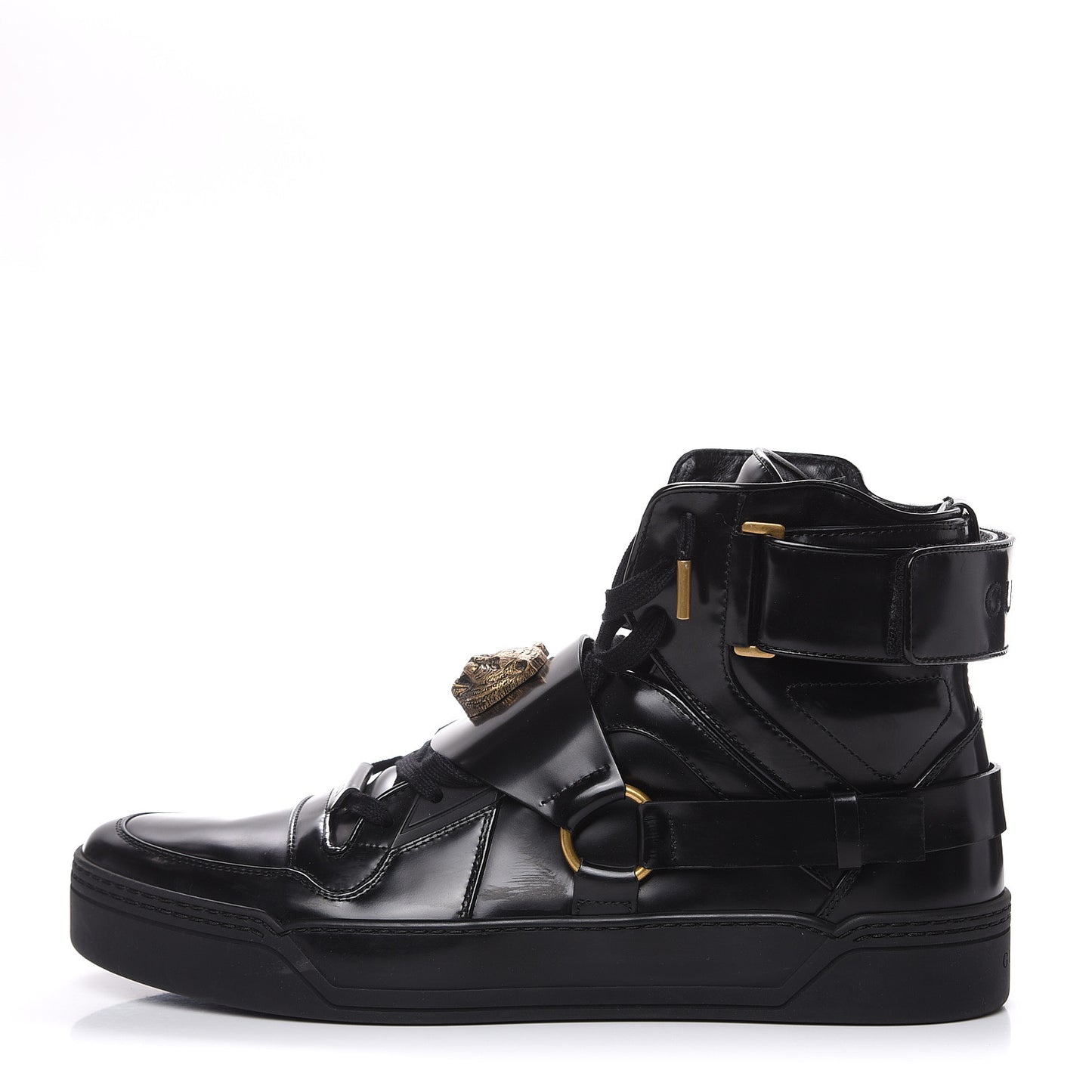 Calfskin Mens High Top Tiger Sneakers 10 Black