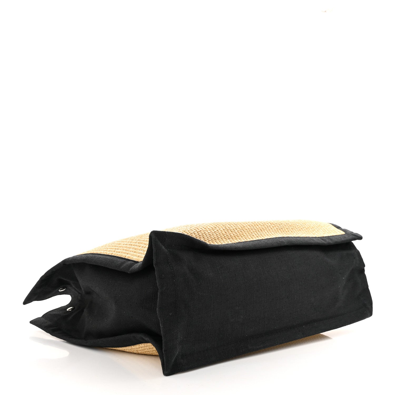 Saint Laurent Raffia Linen Calfskin Rive Gauche Tote Naturale Black 4 of 10