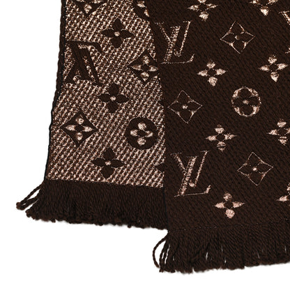 Louis Vuitton Wool Silk Logomania Shine Scarf Marron 3 of 4
