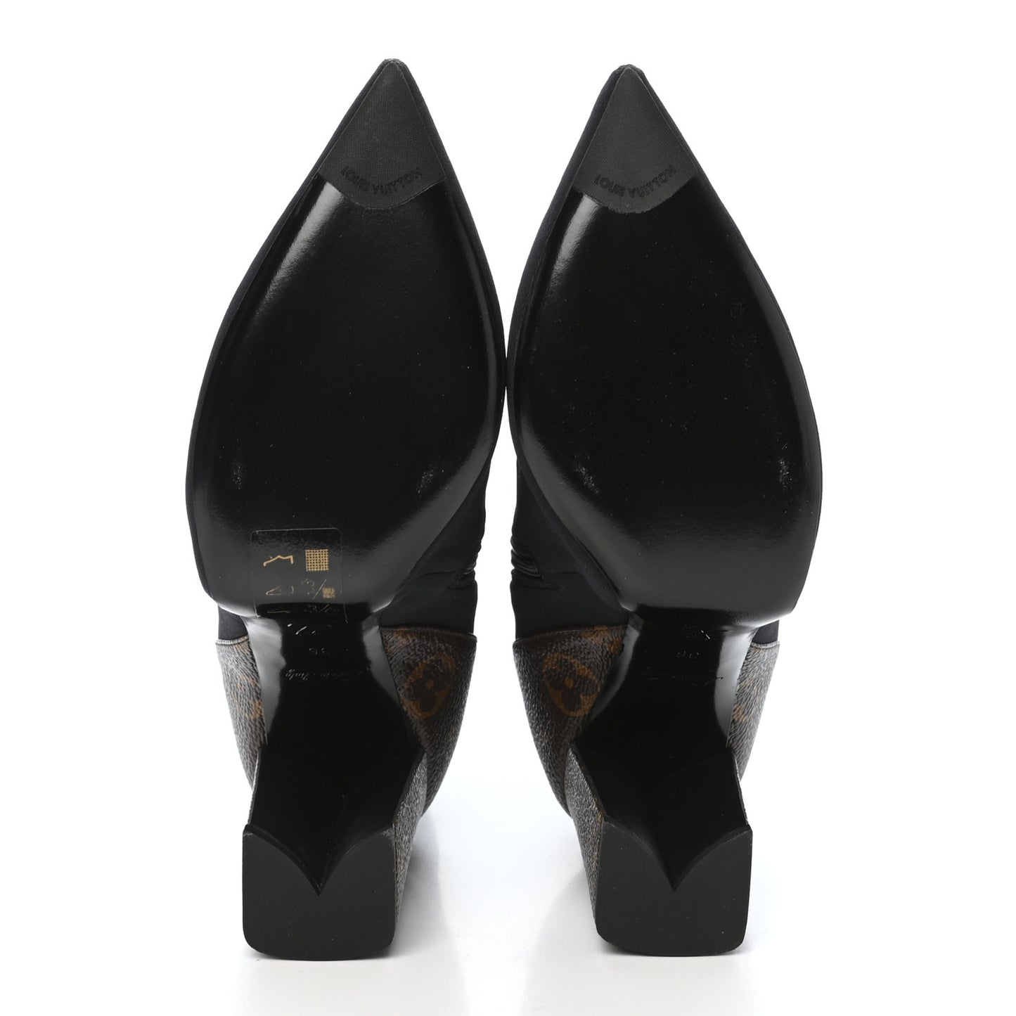 Monogram Stretch Fabric Ankle Boots 36 Black