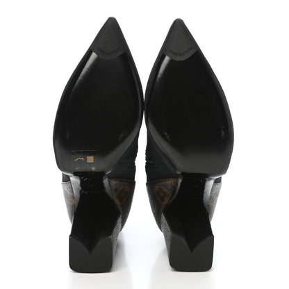 Louis Vuitton Monogram Stretch Fabric Ankle Boots 36 Black 6 of 10