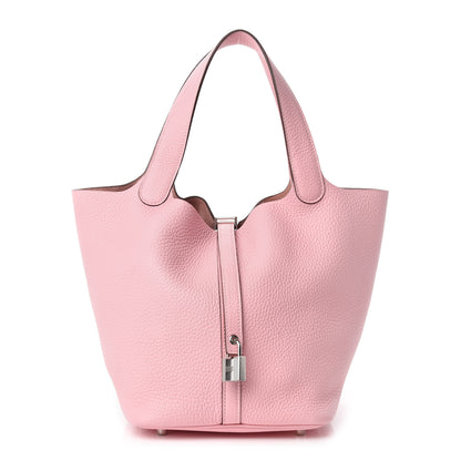 Hermes Taurillon Clemence Picotin Lock 22 MM Rose Sakura 1 of 11