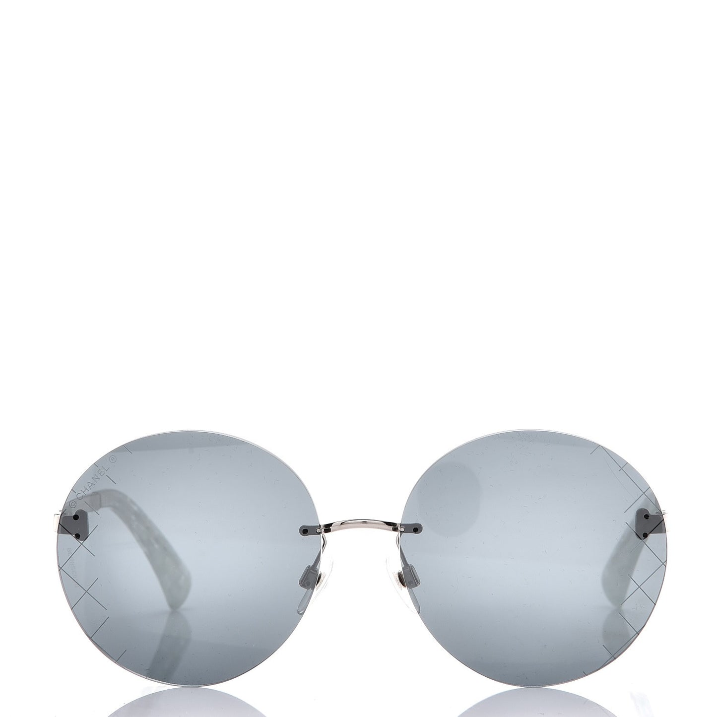 Metal Rimless Round Sunglasses 4216 Silver