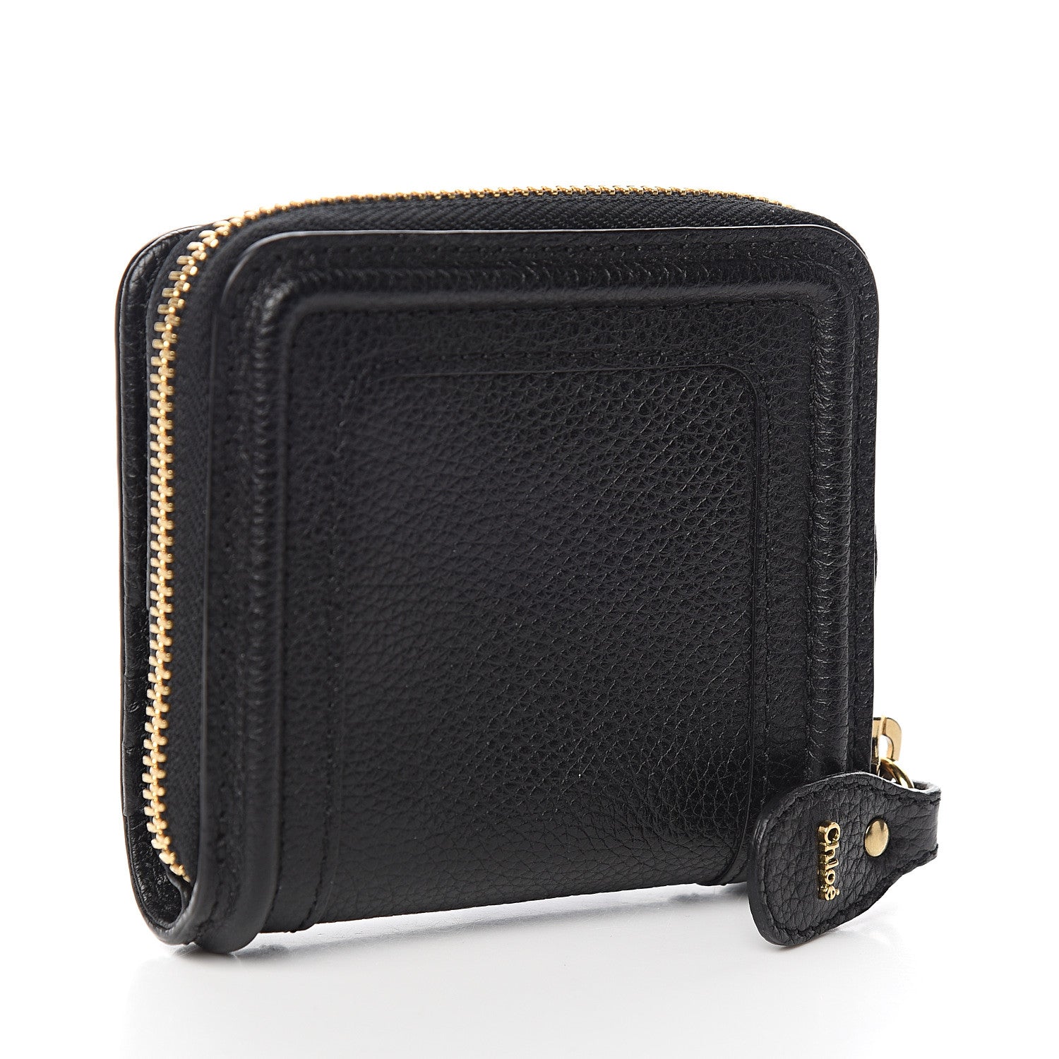 Chloe Grained Calfskin Compact Zip Around Wallet Black 3 of 7
