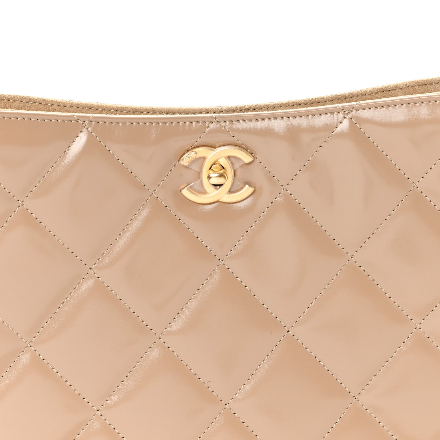 Chanel Shiny Calfskin Suede Goatskin Quilted Hobo Beige 8 of 11