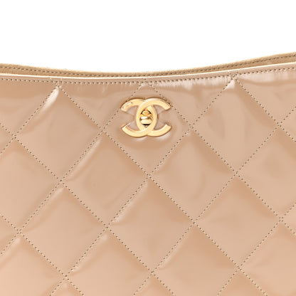 Chanel Shiny Calfskin Suede Goatskin Quilted Hobo Beige 8 of 11