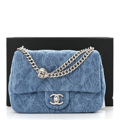 Chanel Denim Quilted Camellia Sweetheart Mini Flap Blue 11 of 11