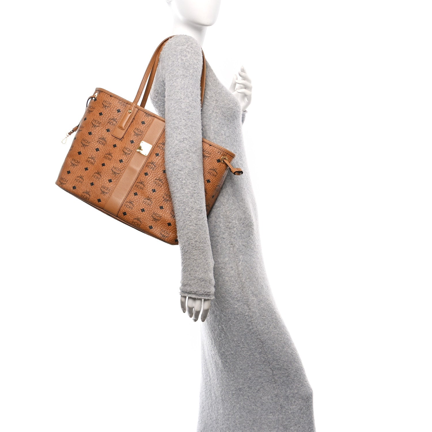 MCM Visetos Medium Liz Reversible Shopper Tote Cognac 2 of 9