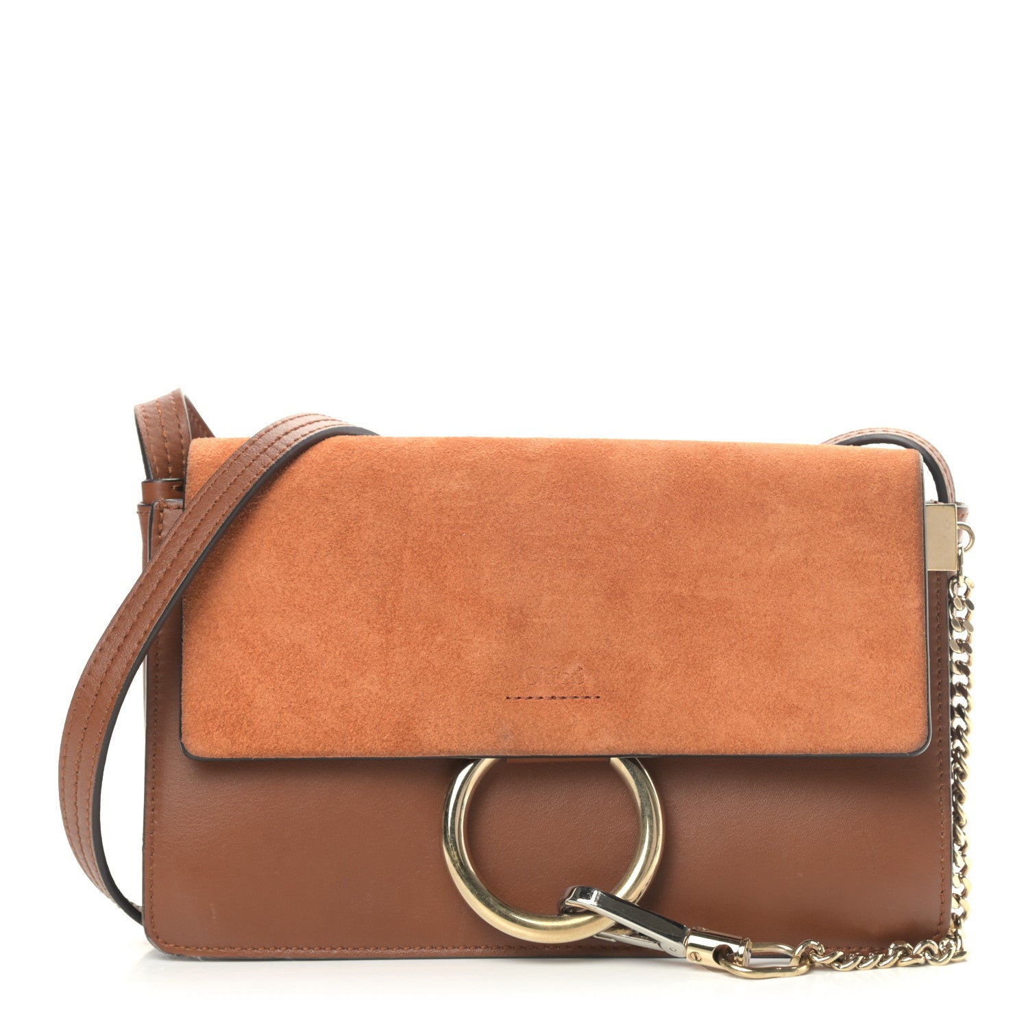 Chloe Suede Calfskin Small Faye Shoulder Bag Tobacco 1 of 13