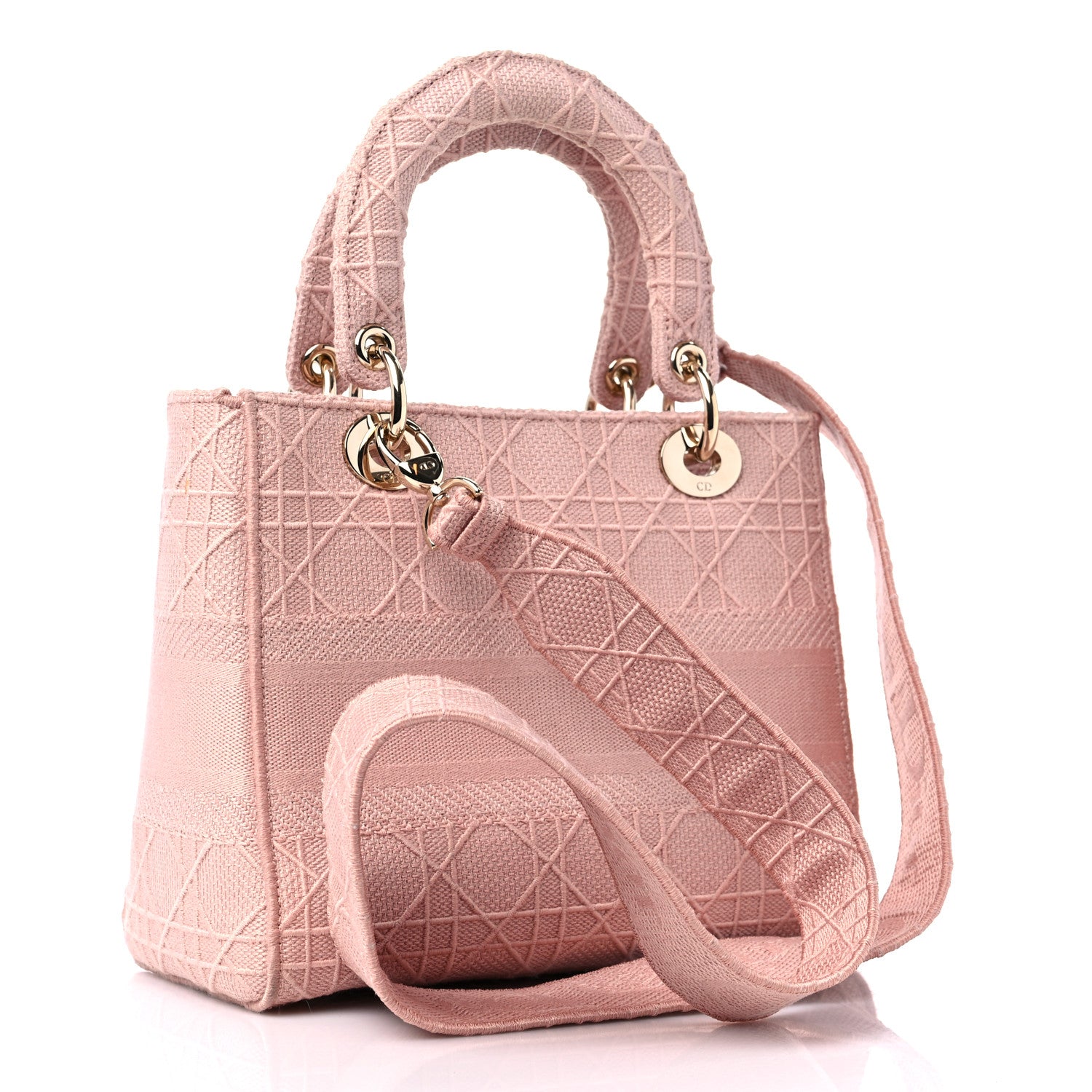 Christian Dior Canvas Embroidered Cannage Medium Lady D-Lite Pink 3 of 13