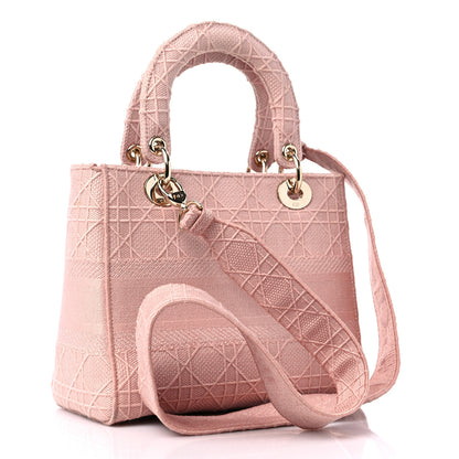 Christian Dior Canvas Embroidered Cannage Medium Lady D-Lite Pink 3 of 13