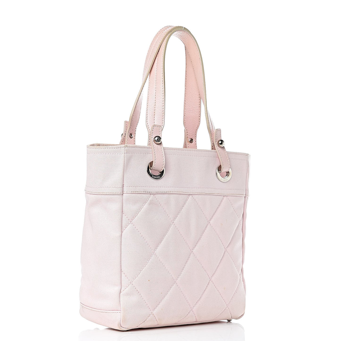 Coated Canvas Quilted Small Paris Biarritz Tote Pink