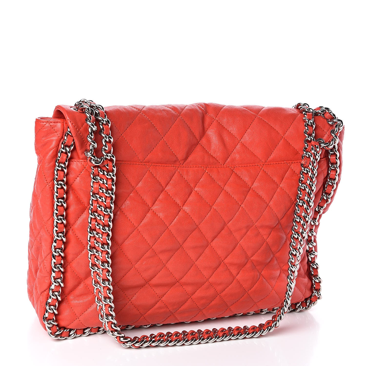 Chanel Washed Lambskin Quilted Maxi Chain Around Flap Red 3 of 11