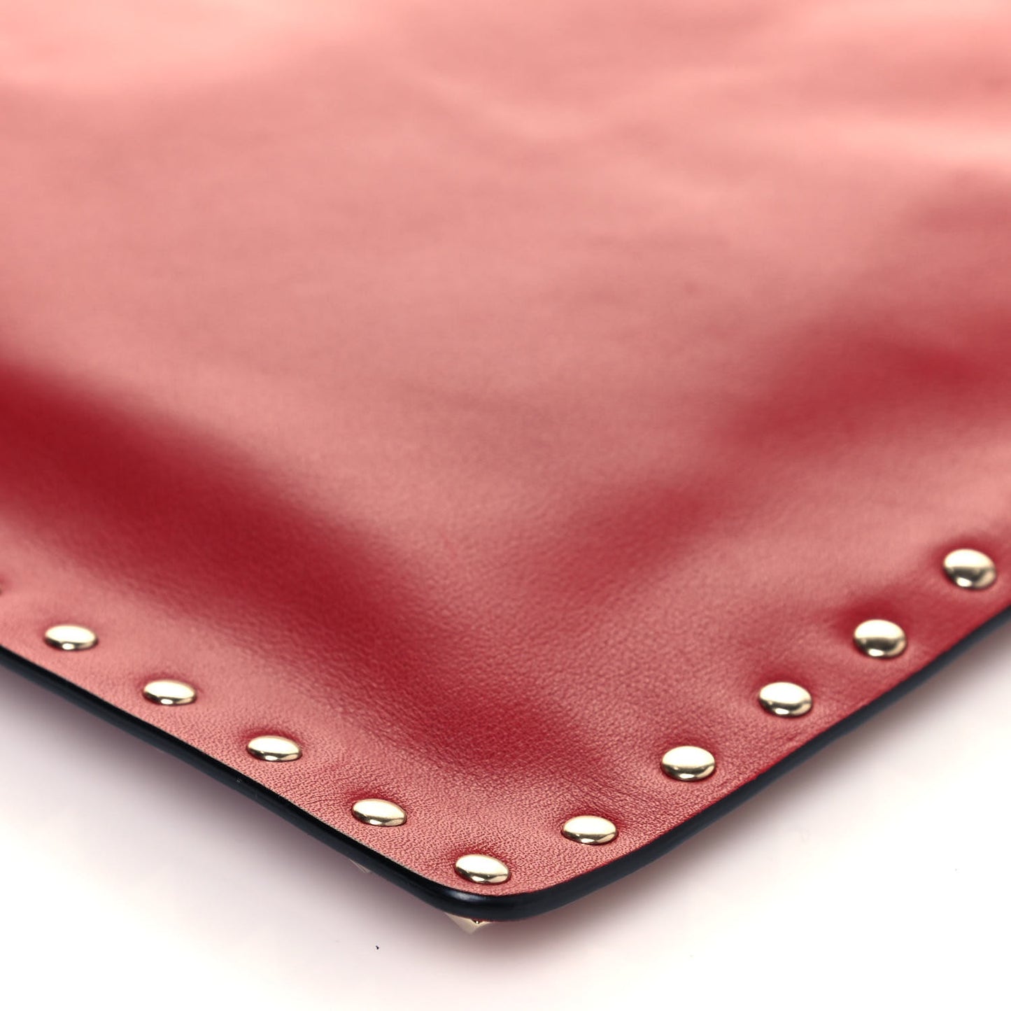 Vitello Large Rockstud Zip Pouch Red