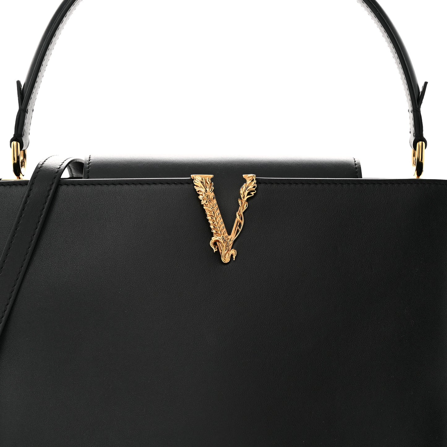 Vitello Virtus Top Handle Shoulder Bag Black