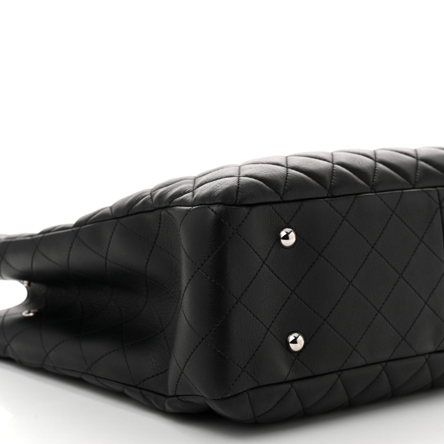 Calfskin Quilted Large Classic Shopping Tote Black