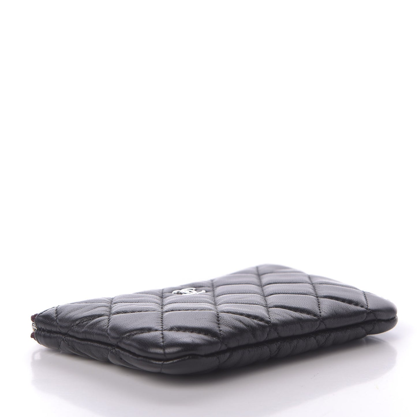 Lambskin Quilted Small Cosmetic Case Black