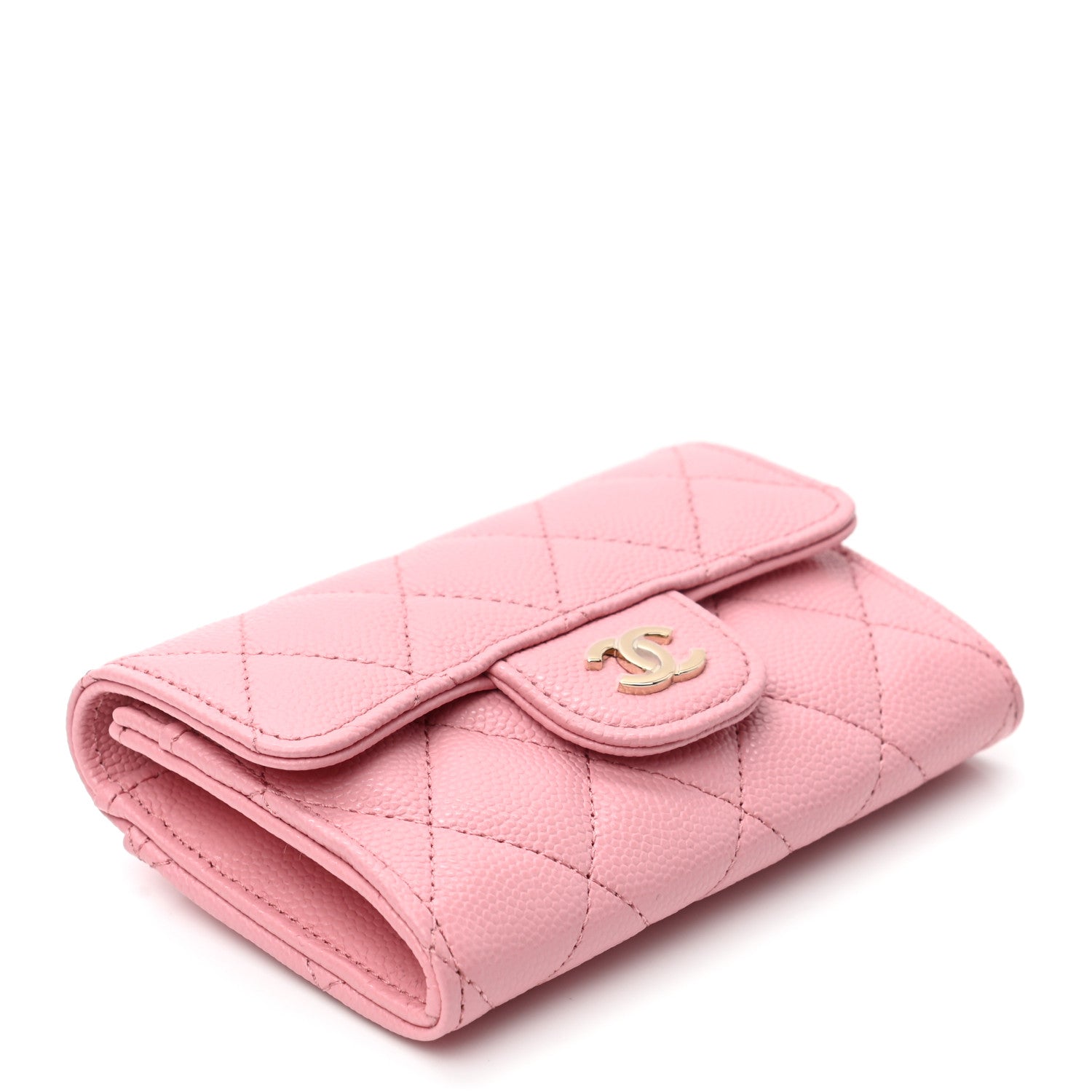 Chanel Caviar Quilted Flap Card Holder Wallet Light Pink 3 of 7