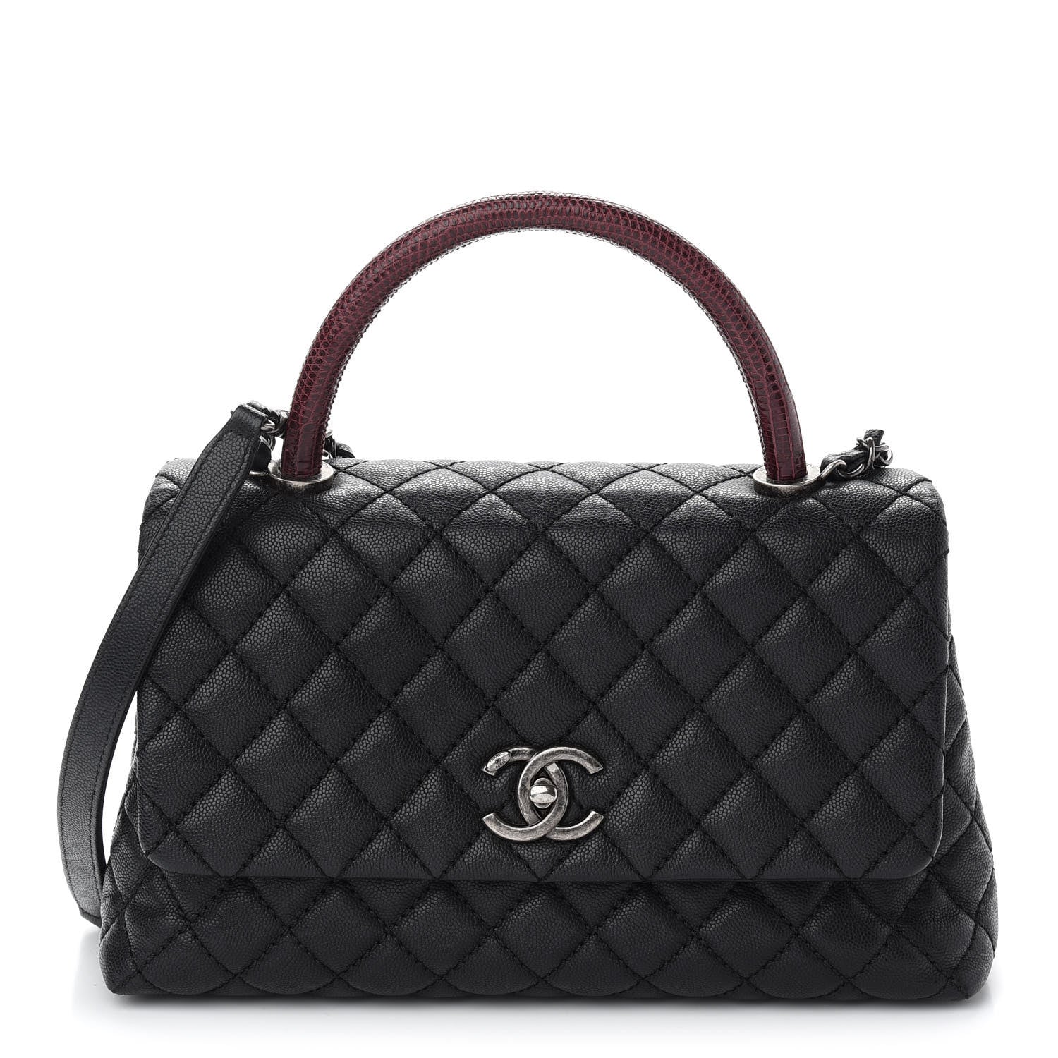 Chanel Caviar Lizard Quilted Small Coco Handle Flap Black 1 of 9