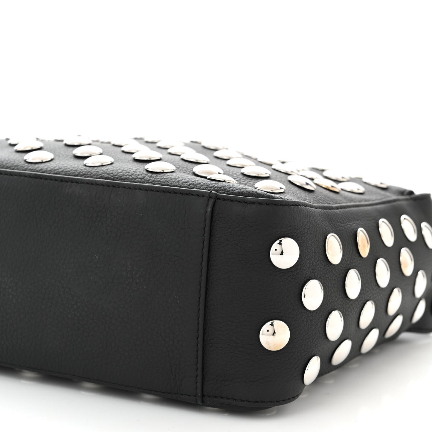 Pebbled Sport Calfskin Studded Elena Black