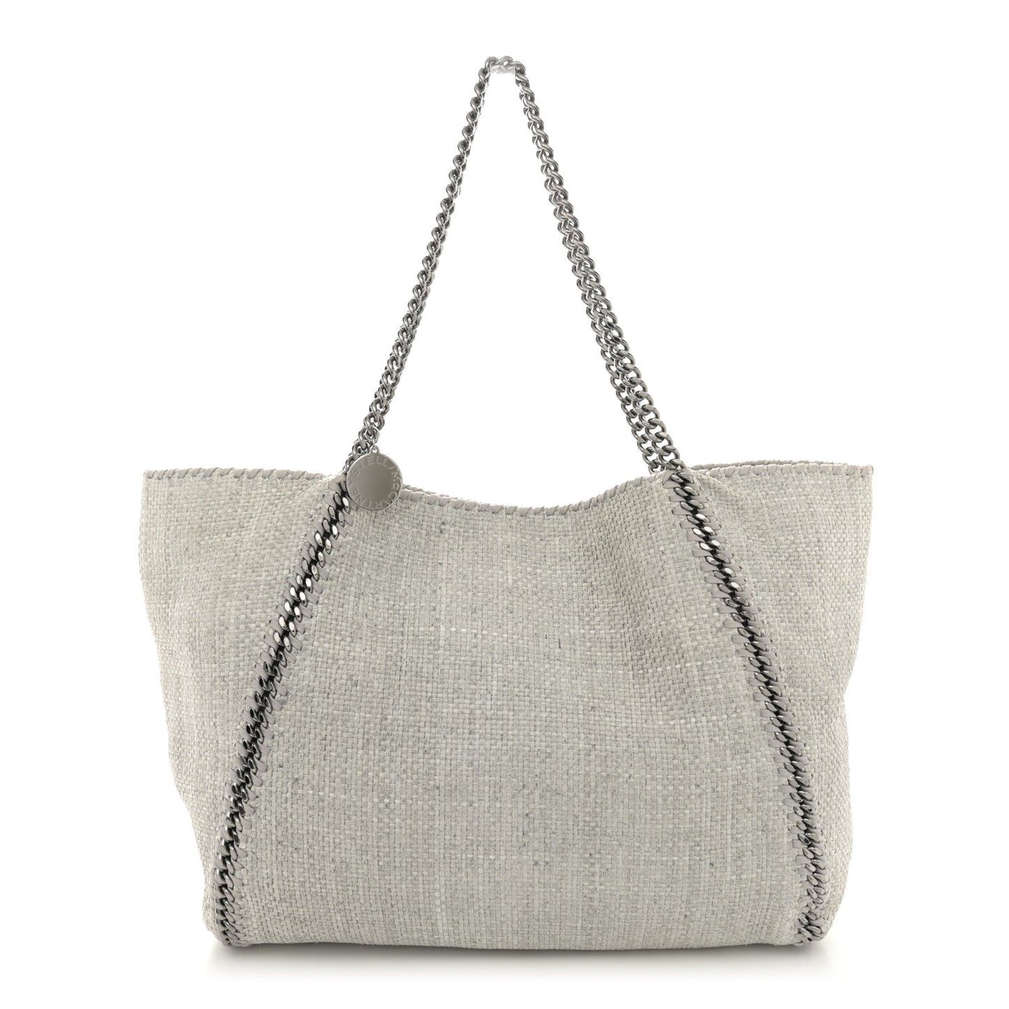 Woven Raffia Falabella Tote Bag Black