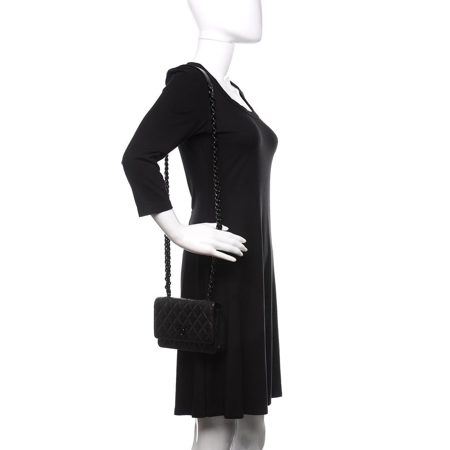 Caviar Quilted My Everything Wallet On Chain WOC Black