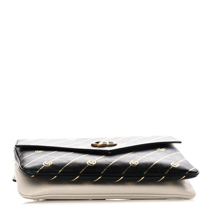 Gucci Calfskin Diagonal GG Medium Thiara Double Envelope Shoulder Bag Black White 4 of 13