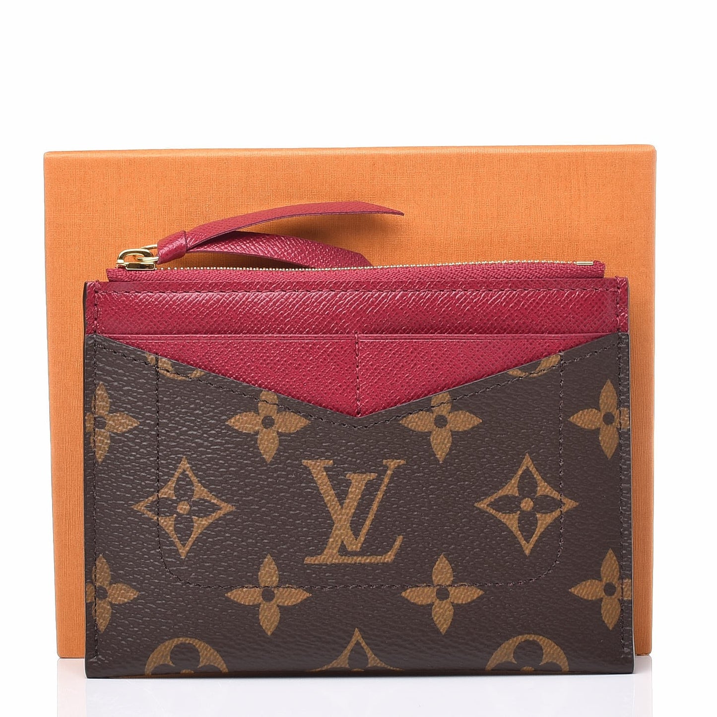 Monogram Zipped Card Holder Fuchsia