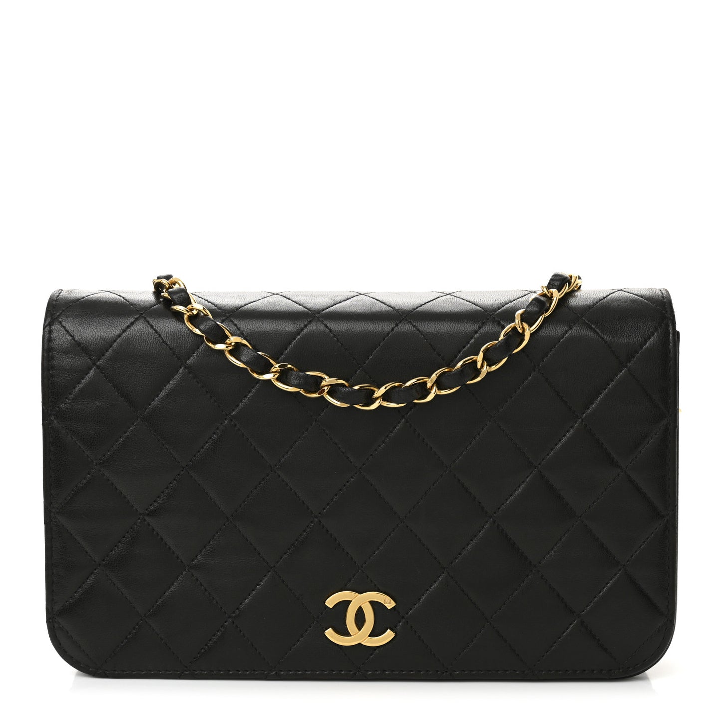 Lambskin Quilted Small Single Flap Bag Black