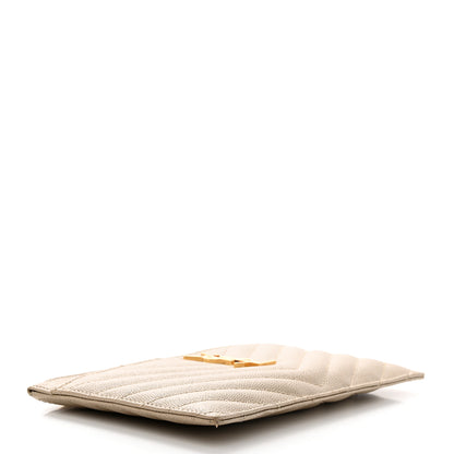 Saint Laurent Grain De Poudre Chevron Monogram Bill Pouch Sea Salt 4 of 13