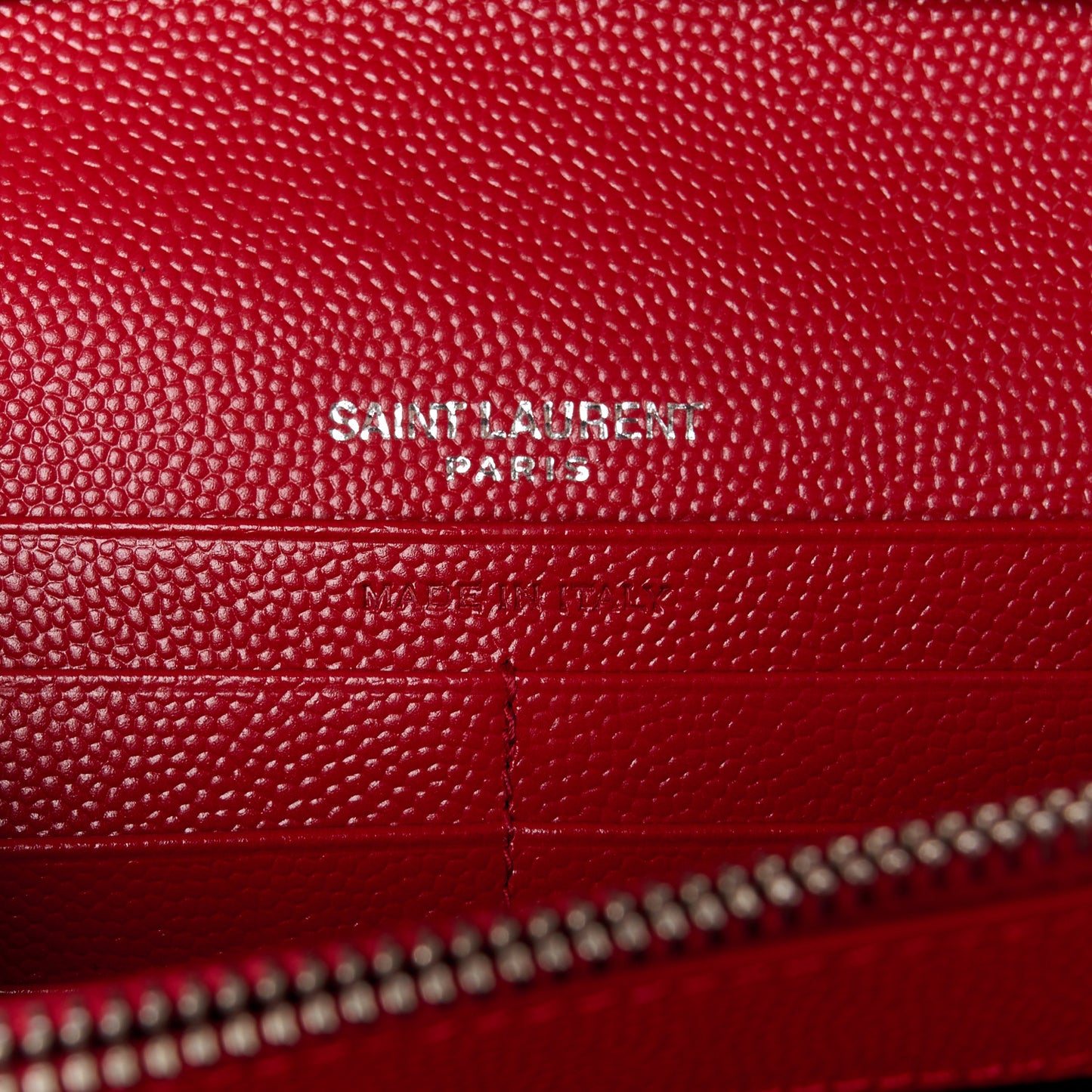 Grain De Poudre Matelasse Chevron Monogram Chain Wallet Red