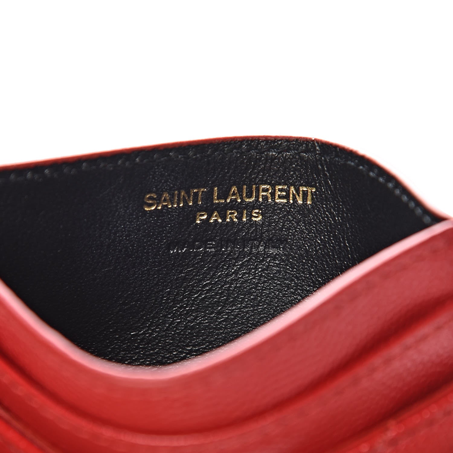 Saint Laurent Grain De Poudre Matelasse Chevron Monogram Credit Card Case New Red 6 of 9