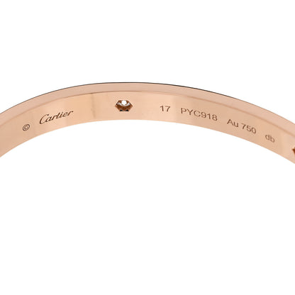 Cartier 18K Pink Gold 4 Diamond LOVE Bracelet 17 4 of 6