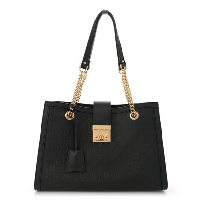 Gucci Guccissima Medium Padlock Tote Black 1 of 10