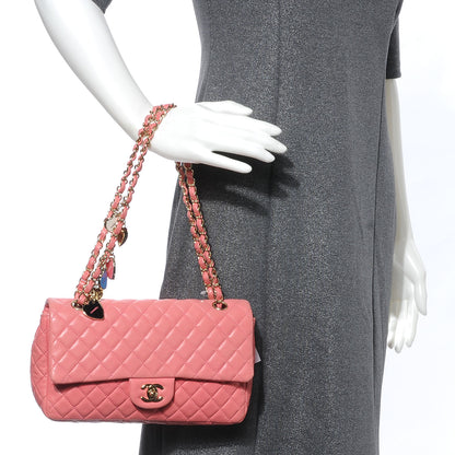Chanel Lambskin Quilted Valentine Charms Medium Single Flap Pink 2 of 7