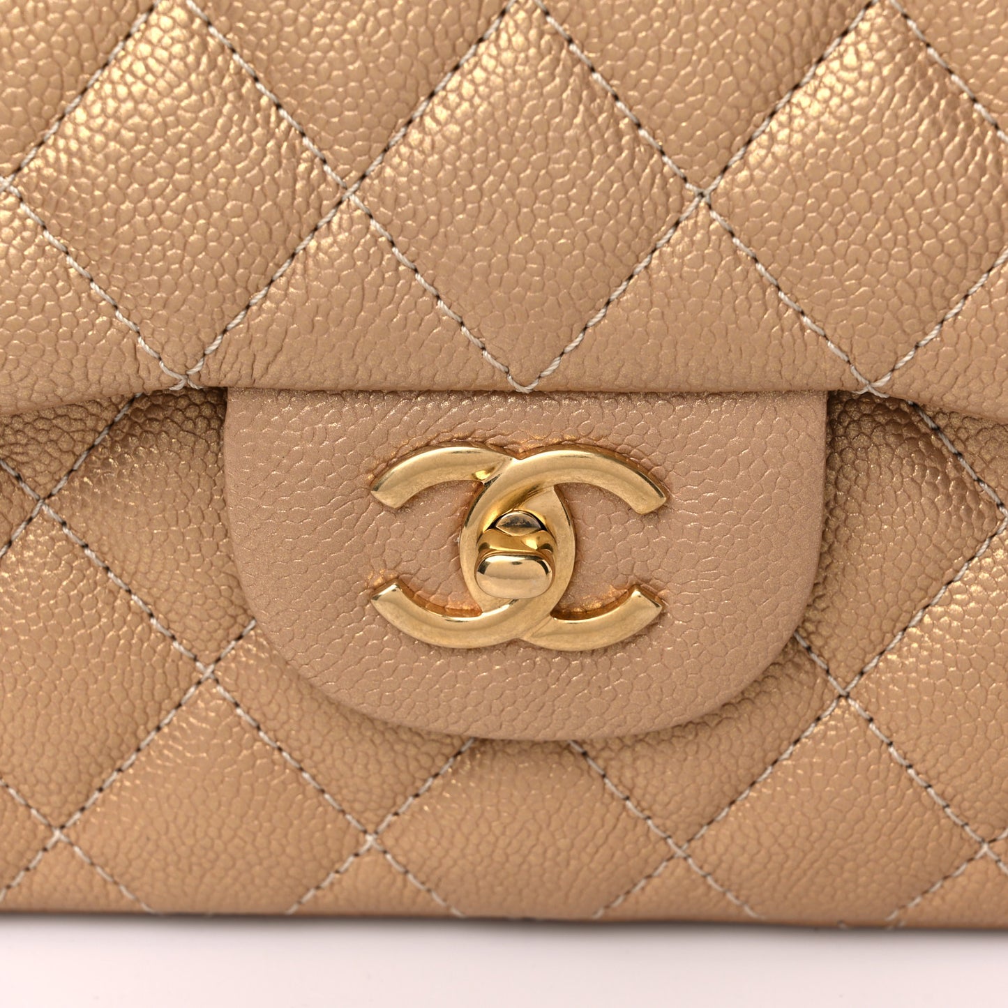 Pearly Caviar Quilted Jumbo Double Flap Gold
