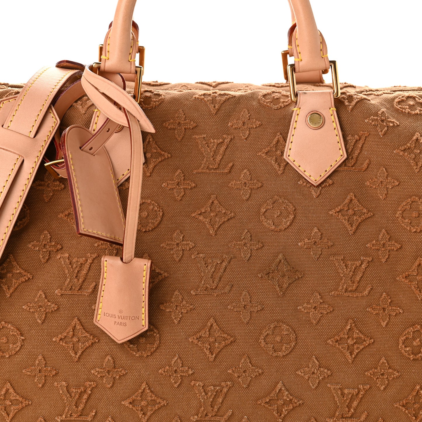 Denim Monogram Stone Speedy Bandouliere 35 Caramel