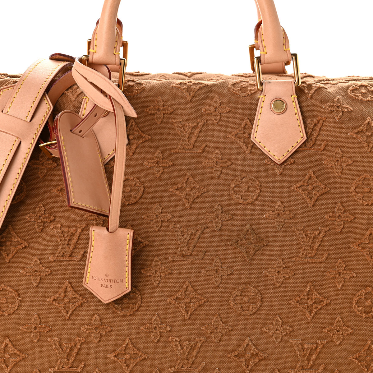 Louis Vuitton Denim Monogram Stone Speedy Bandouliere 35 Caramel 7 of 9