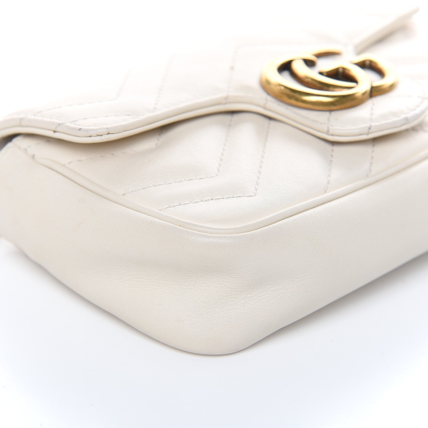 Gucci Calfskin Matelasse Super Mini GG Marmont Shoulder Bag White 8 of 13