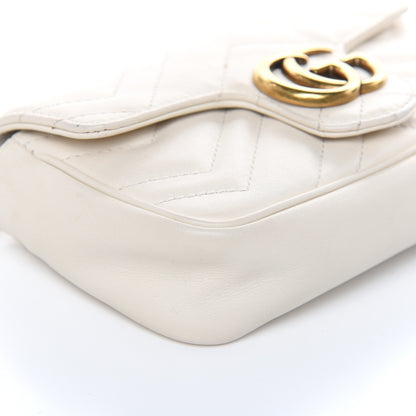 Gucci Calfskin Matelasse Super Mini GG Marmont Shoulder Bag White 8 of 13