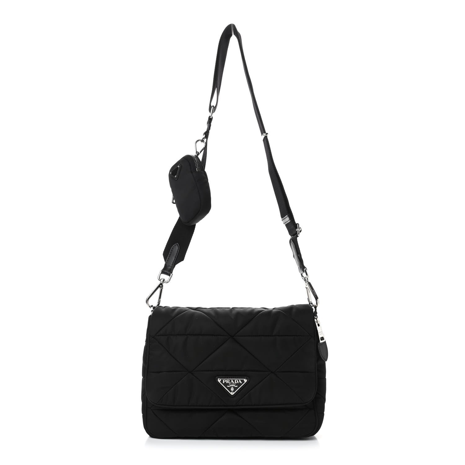 Prada Re-Nylon Quilted Padded Flap Shoulder Bag Black 1 of 4