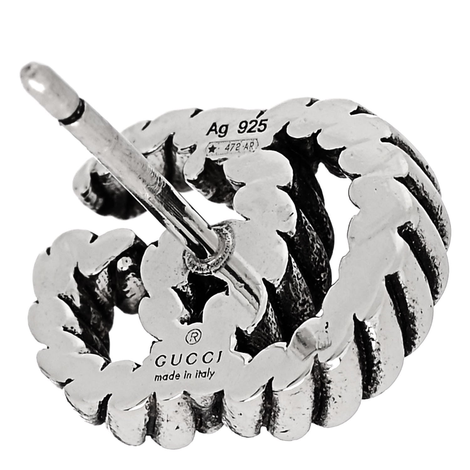 Gucci Sterling Silver Torchon Double G Earrings 4 of 5