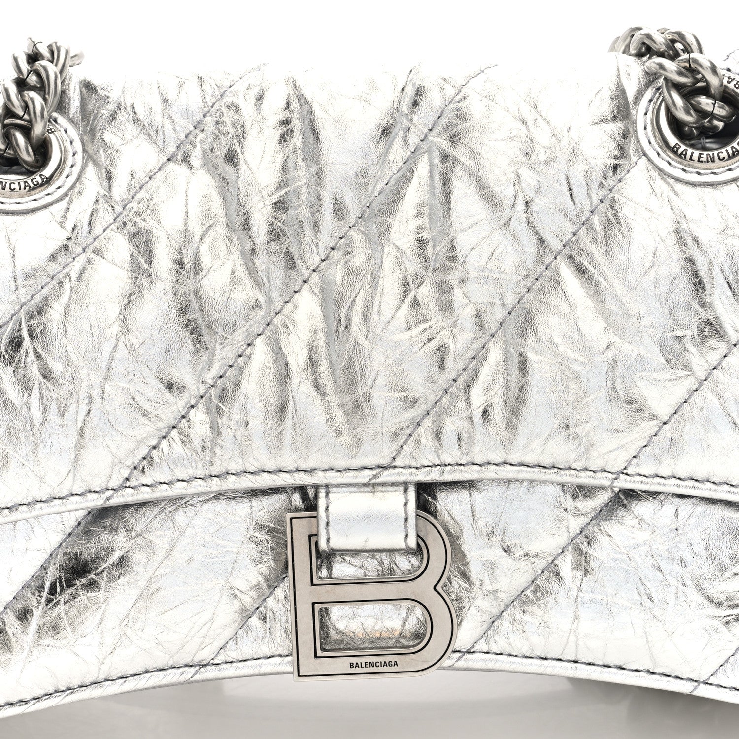 Balenciaga Crushed Calfskin Quilted Small Crush Chain Bag Silver 7 of 9