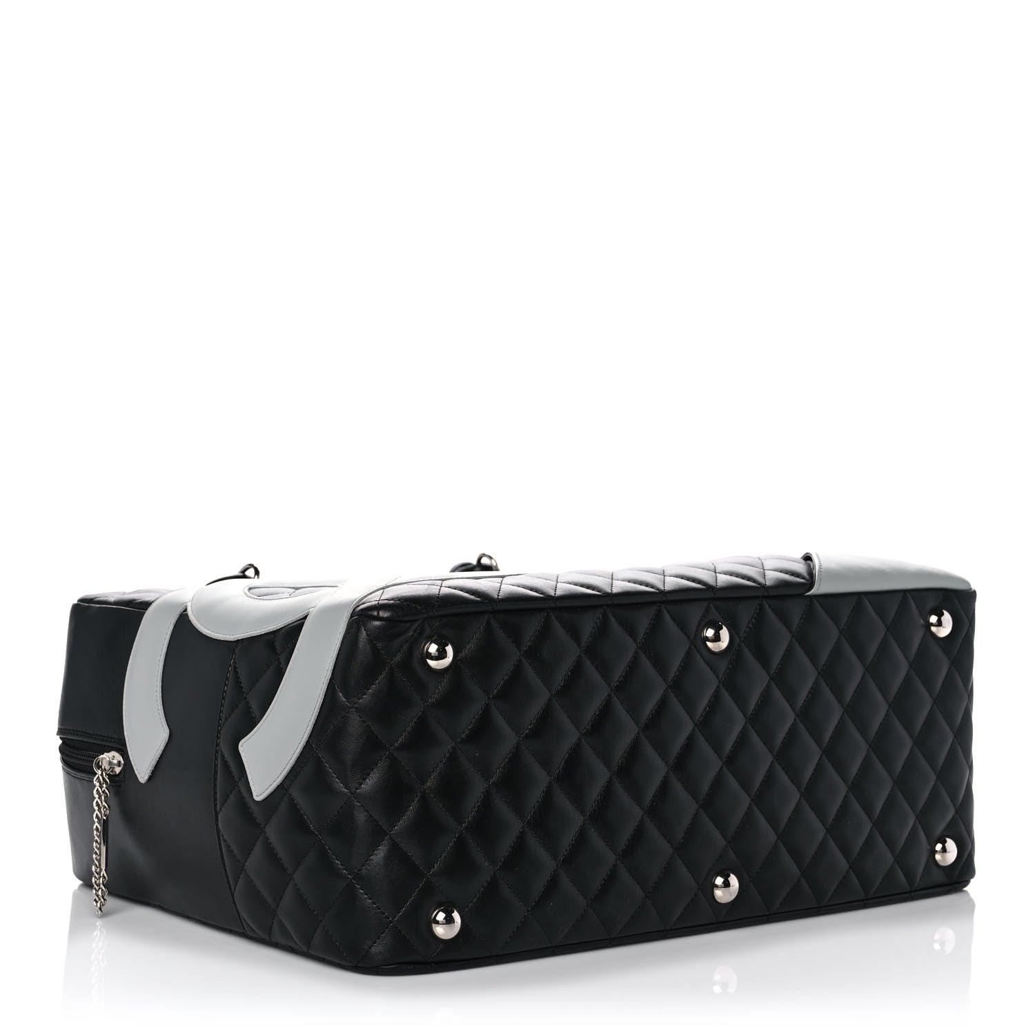 Chanel Calfskin Quilted Jumbo Cambon Bowler Black White 4 of 10