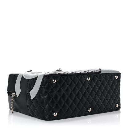 Chanel Calfskin Quilted Jumbo Cambon Bowler Black White 4 of 10