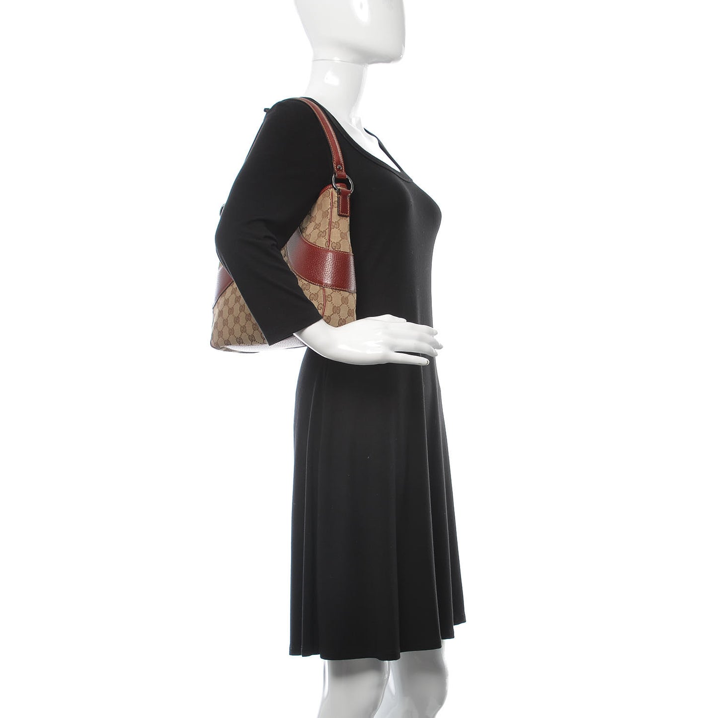 Monogram Calfskin Shoulder Bag Hobo Red