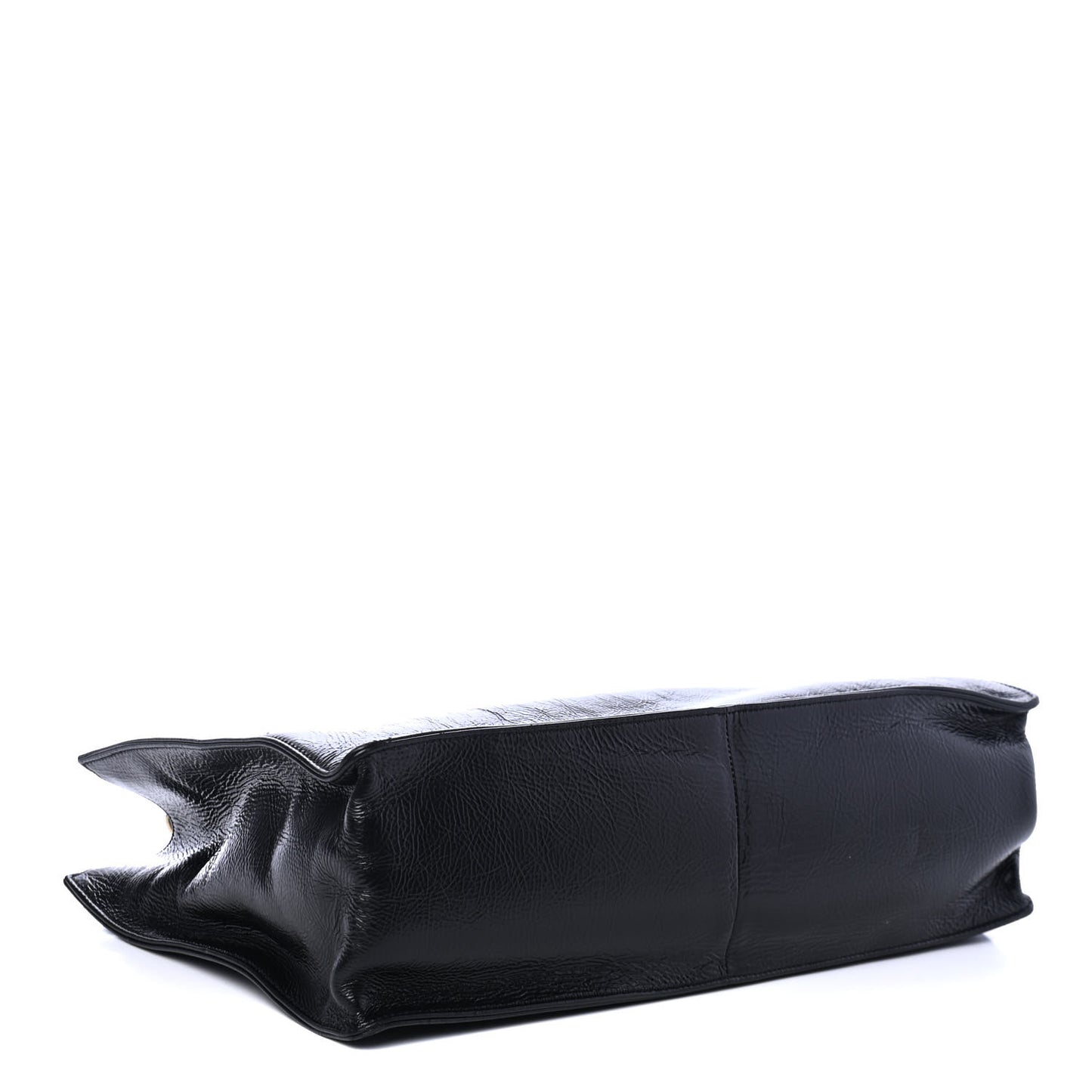 Shiny Aged Calfskin Shopping Bag Black